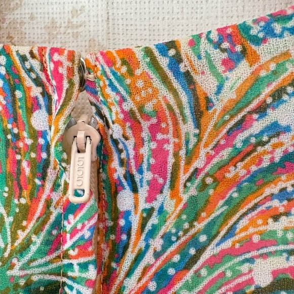 Vintage 50s 60s rainbow floral print short sleeve square neck midi party dress - Picture 7 of 7